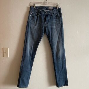 AG Denim Adriano Goldschmeid slit dark wash straight leg jeans